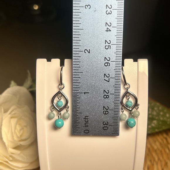 FOSSIL Boho Chic Semi-Precious Stone Dangle Earrings, silver tone - Picture 10 of 11